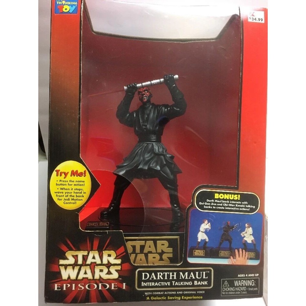 Thinkway Star Wars Episode 1 Darth Maul Interactive Talking Bank 1980 - New